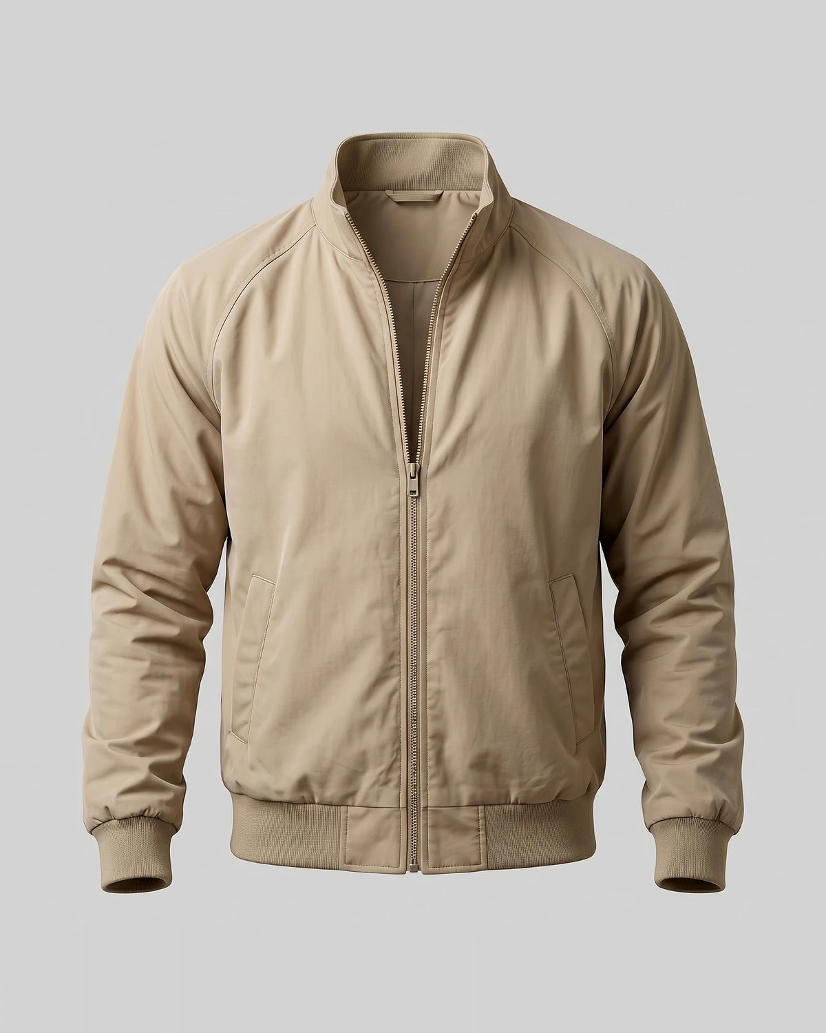 Men's Smart Casual Harrington Jacket Polyester Full-Zip Black Beige - Valedrian — view 6
