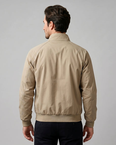 Men's Smart Casual Harrington Jacket Polyester Full-Zip Black Beige - Valedrian — view 9