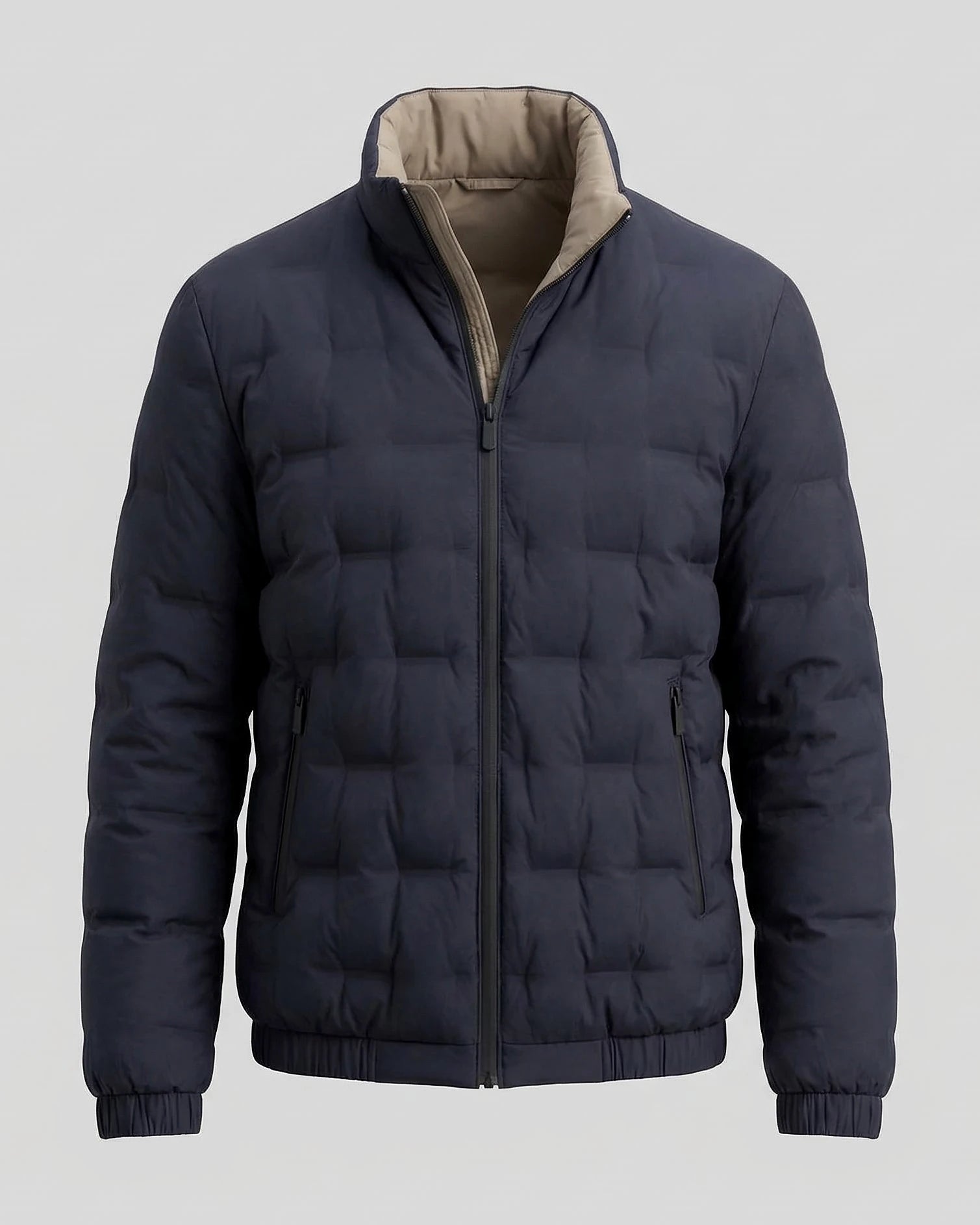 Men's Smart Casual Insulated Jacket Duck Down Khaki Blue – Valedrian — view 10