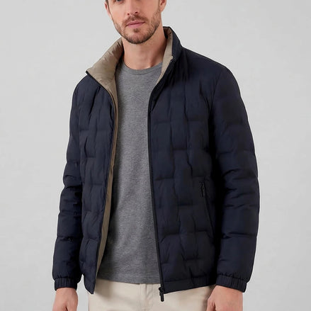 Men's Smart Casual Insulated Jacket Duck Down Khaki Blue – Valedrian