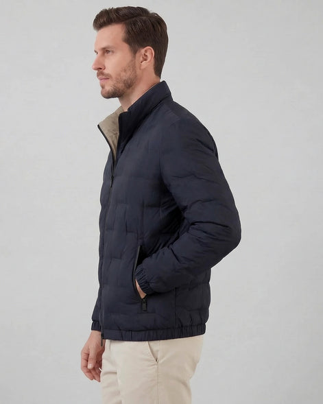 Men's Smart Casual Insulated Jacket Duck Down Khaki Blue – Valedrian — view 3