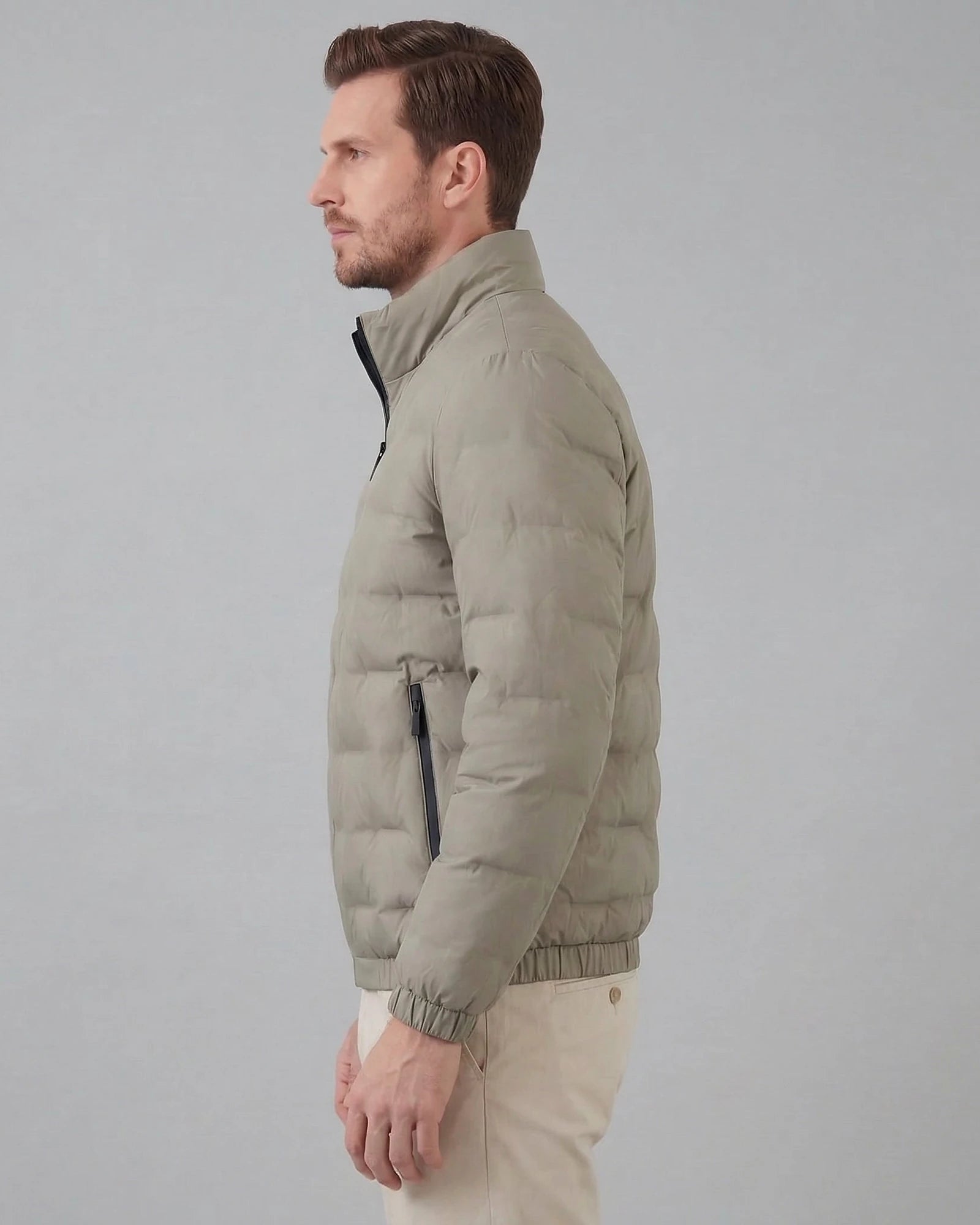 Men's Smart Casual Insulated Jacket Duck Down Khaki Blue – Valedrian — view 9