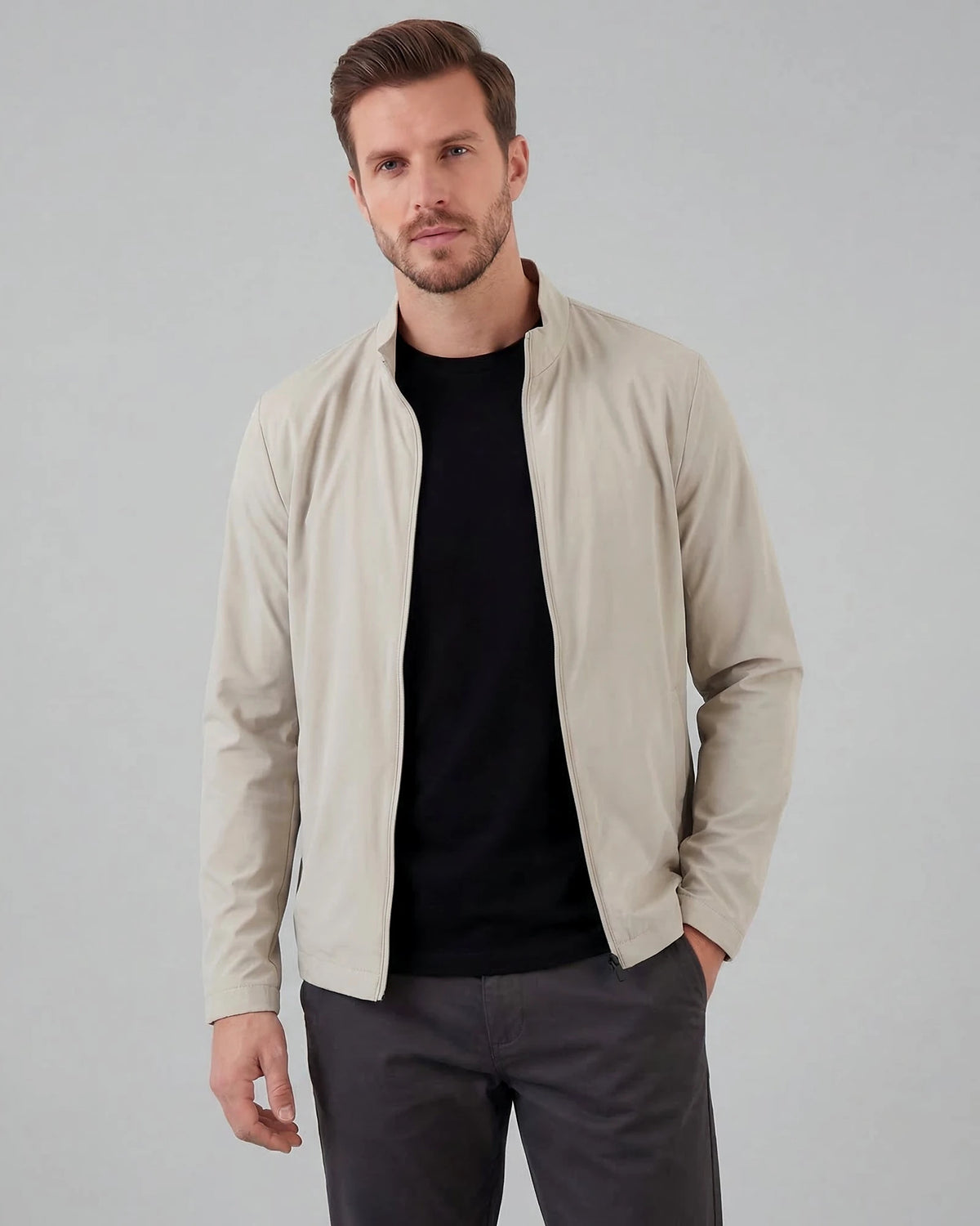 Men's Smart Casual Jacket Brown Navy Lightweight Spring Mid-Layer – Valedrian — view 11