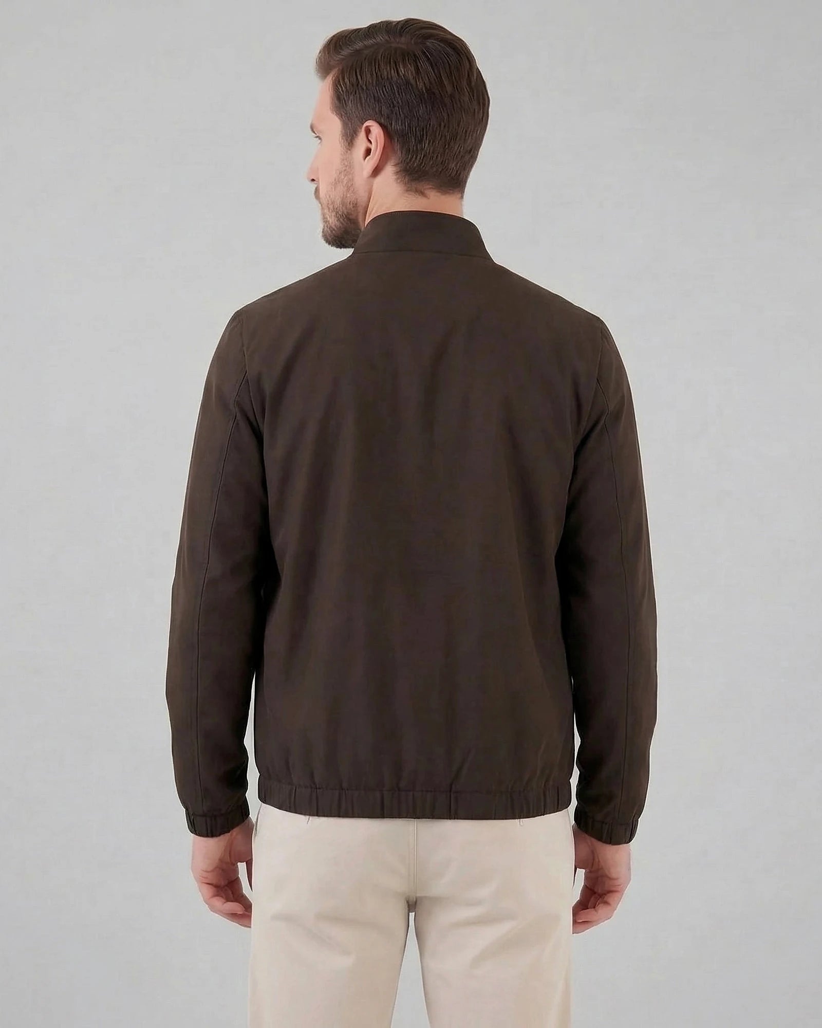 Men's Smart Casual Jacket Brown Navy Lightweight Spring Mid-Layer – Valedrian — view 2