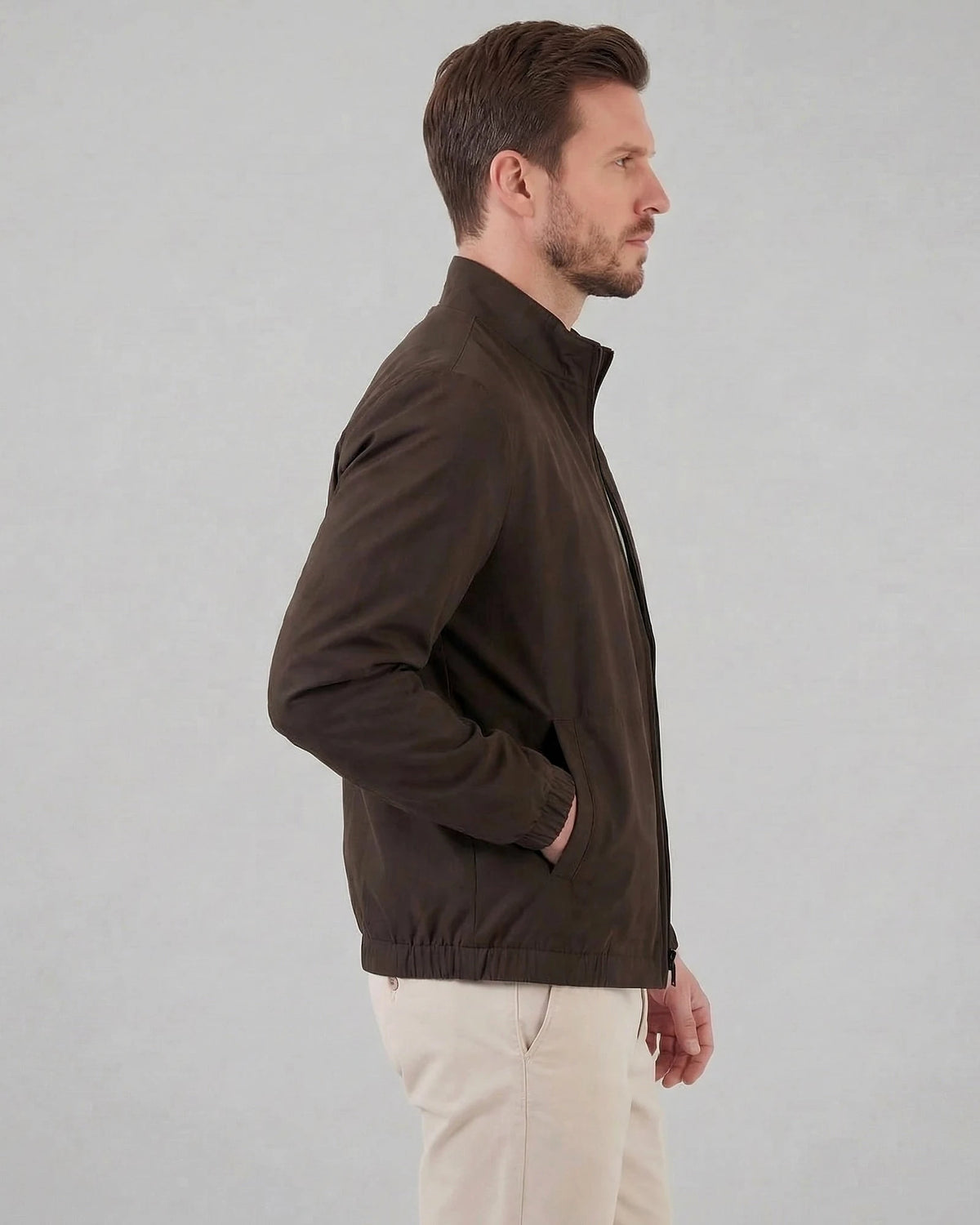 Men's Smart Casual Jacket Brown Navy Lightweight Spring Mid-Layer – Valedrian — view 4