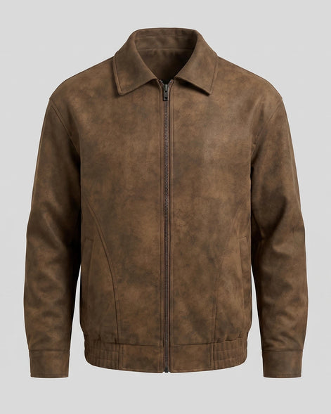 Men's Smart Casual Jacket PU Relaxed Fit Full-Zip - Valedrian — view 11