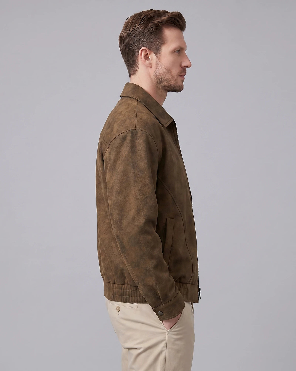 Men's Smart Casual Jacket PU Relaxed Fit Full-Zip - Valedrian — view 13