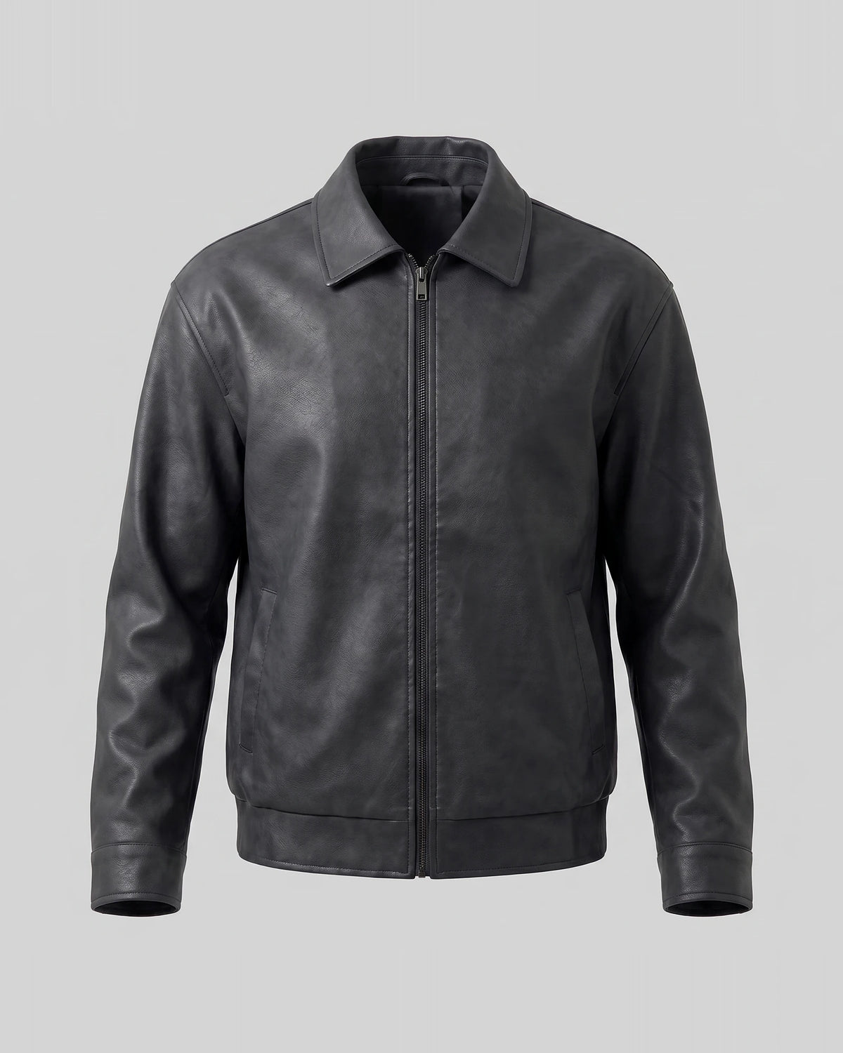 Men's Smart Casual Jacket PU Relaxed Fit Full-Zip - Valedrian — view 2