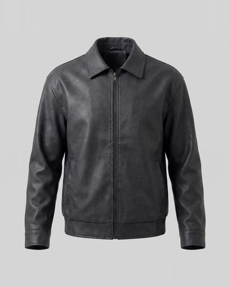 Men's Smart Casual Jacket PU Relaxed Fit Full-Zip - Valedrian — view 2