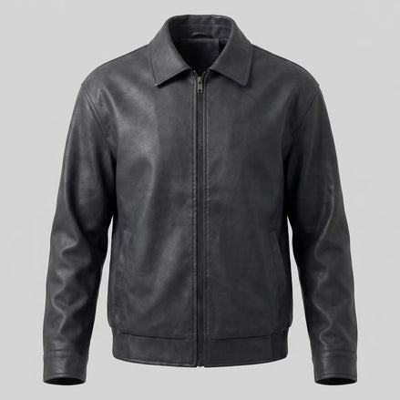 Men's Smart Casual Jacket PU Relaxed Fit Full-Zip - Valedrian — view 2