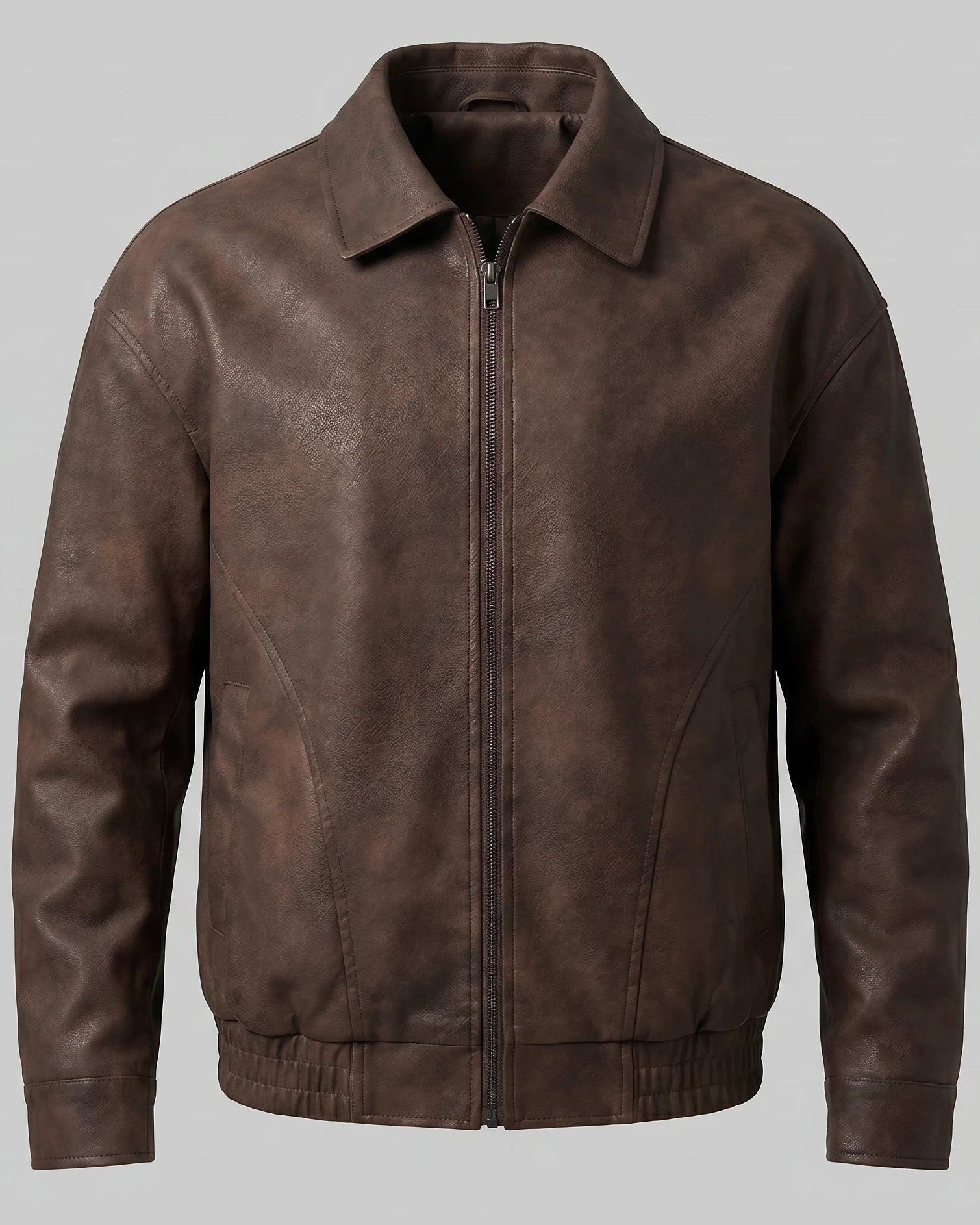 Men's Smart Casual Jacket PU Relaxed Fit Full-Zip - Valedrian — view 6