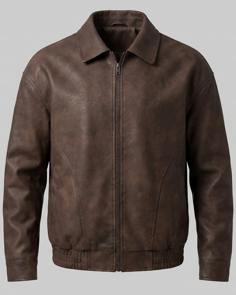 Men's Smart Casual Jacket PU Relaxed Fit Full-Zip - Valedrian — view 6