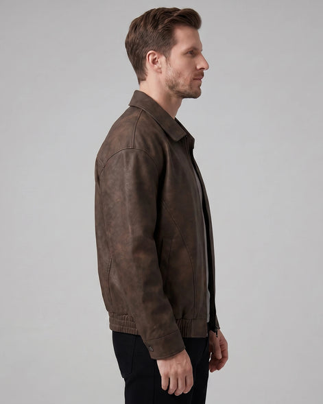 Men's Smart Casual Jacket PU Relaxed Fit Full-Zip - Valedrian — view 8