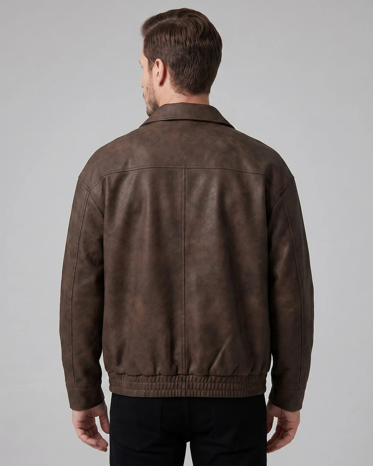 Men's Smart Casual Jacket PU Relaxed Fit Full-Zip - Valedrian — view 9