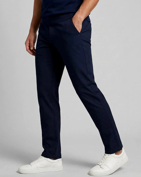 Men's Straight-Fit Chino Trousers 97% Cotton Navy Beige Sizes 28–40 – Valedrian