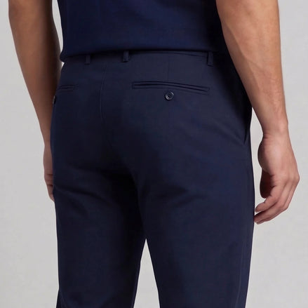 Men's Straight-Fit Chino Trousers 97% Cotton Navy Beige Sizes 28–40 – Valedrian — view 2
