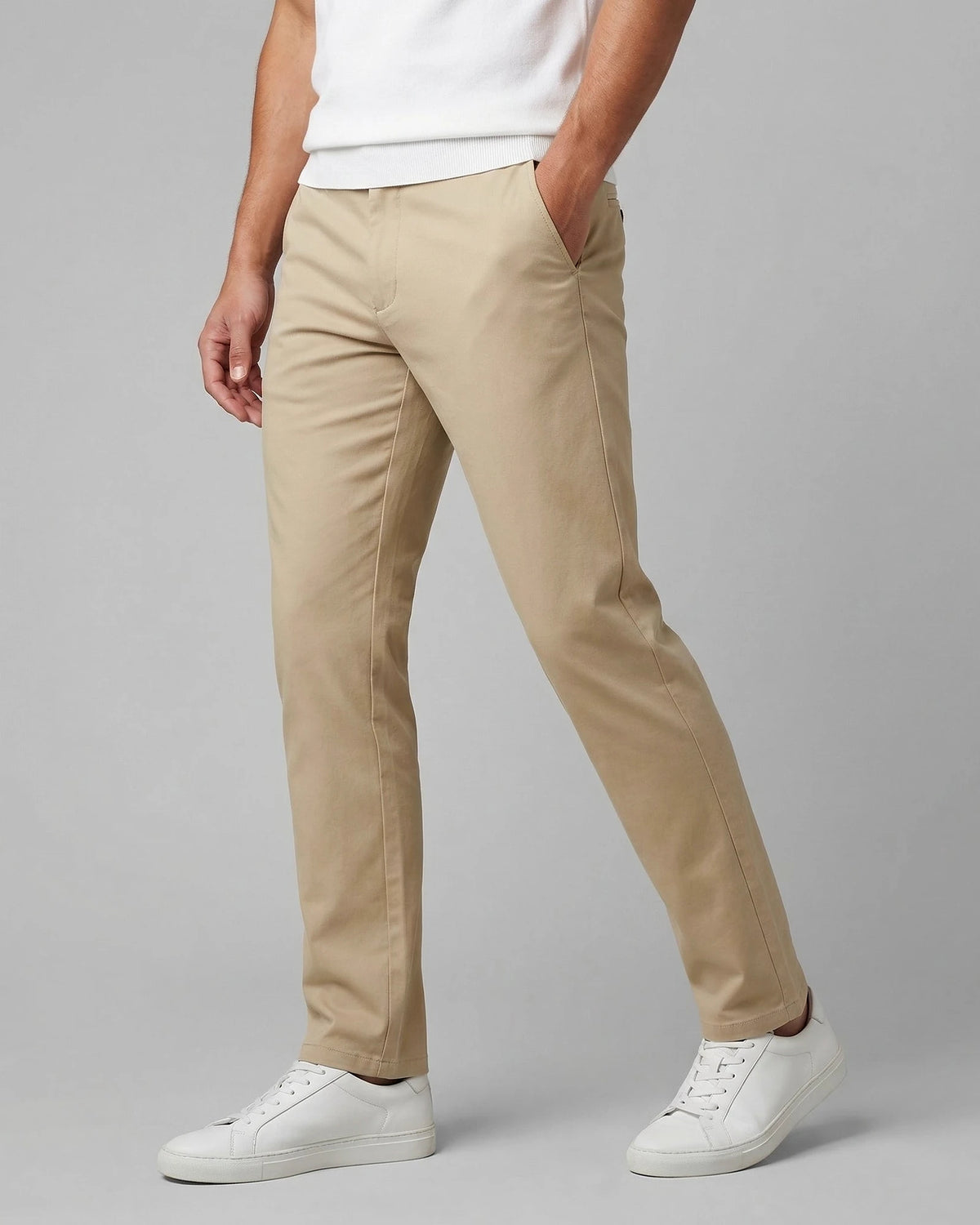Men's Straight-Fit Chino Trousers 97% Cotton Navy Beige Sizes 28–40 – Valedrian — view 6
