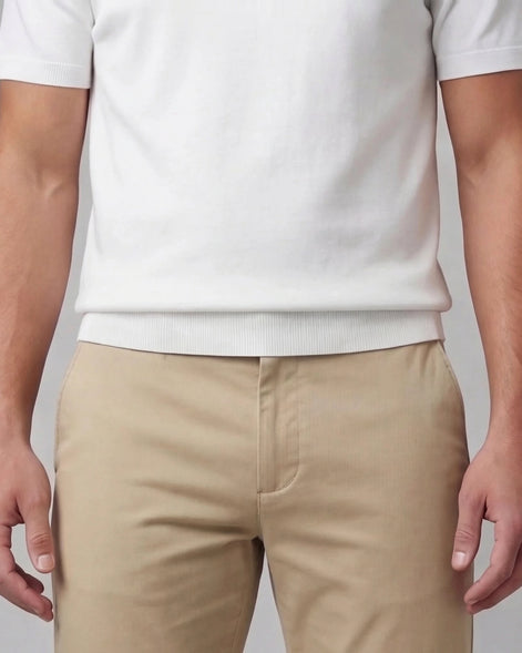 Men's Straight-Fit Chino Trousers 97% Cotton Navy Beige Sizes 28–40 – Valedrian — view 9