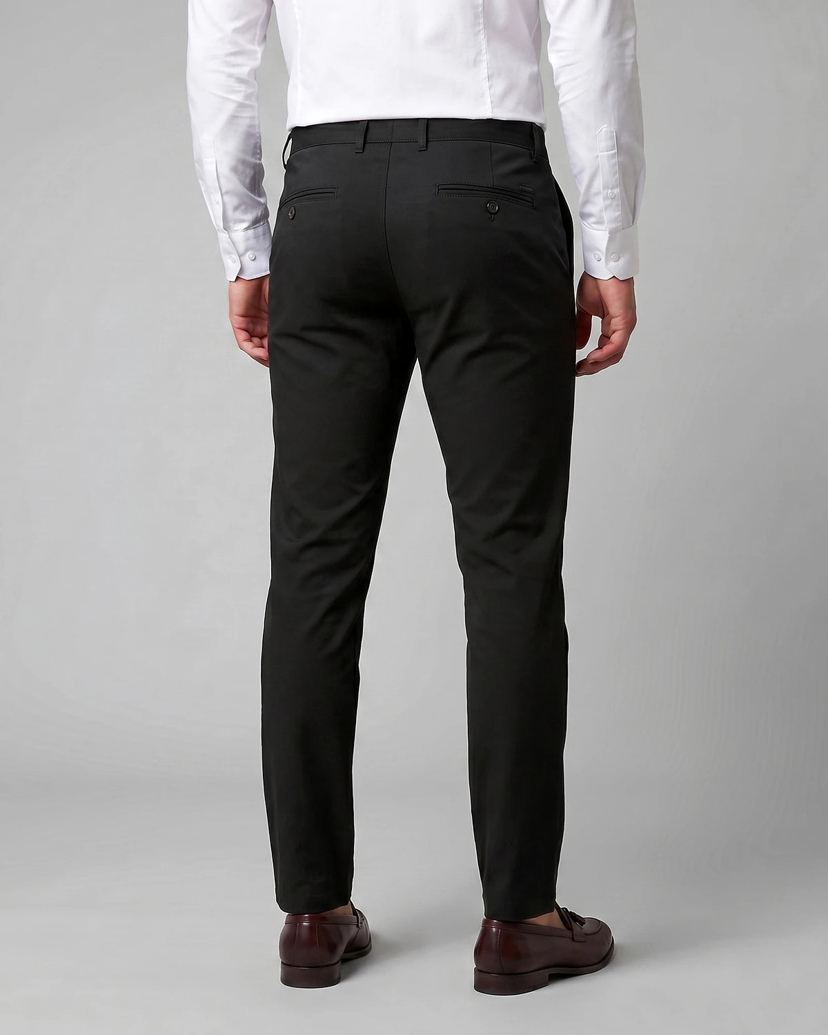 Men's Straight Leg Chino Trousers Cotton Blend, Blue or Black – Valedrian — view 10