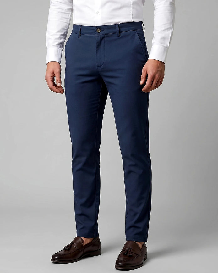 Men's Straight Leg Chino Trousers Cotton Blend, Blue or Black – Valedrian