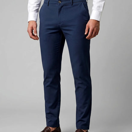 Men's Straight Leg Chino Trousers Cotton Blend, Blue or Black – Valedrian
