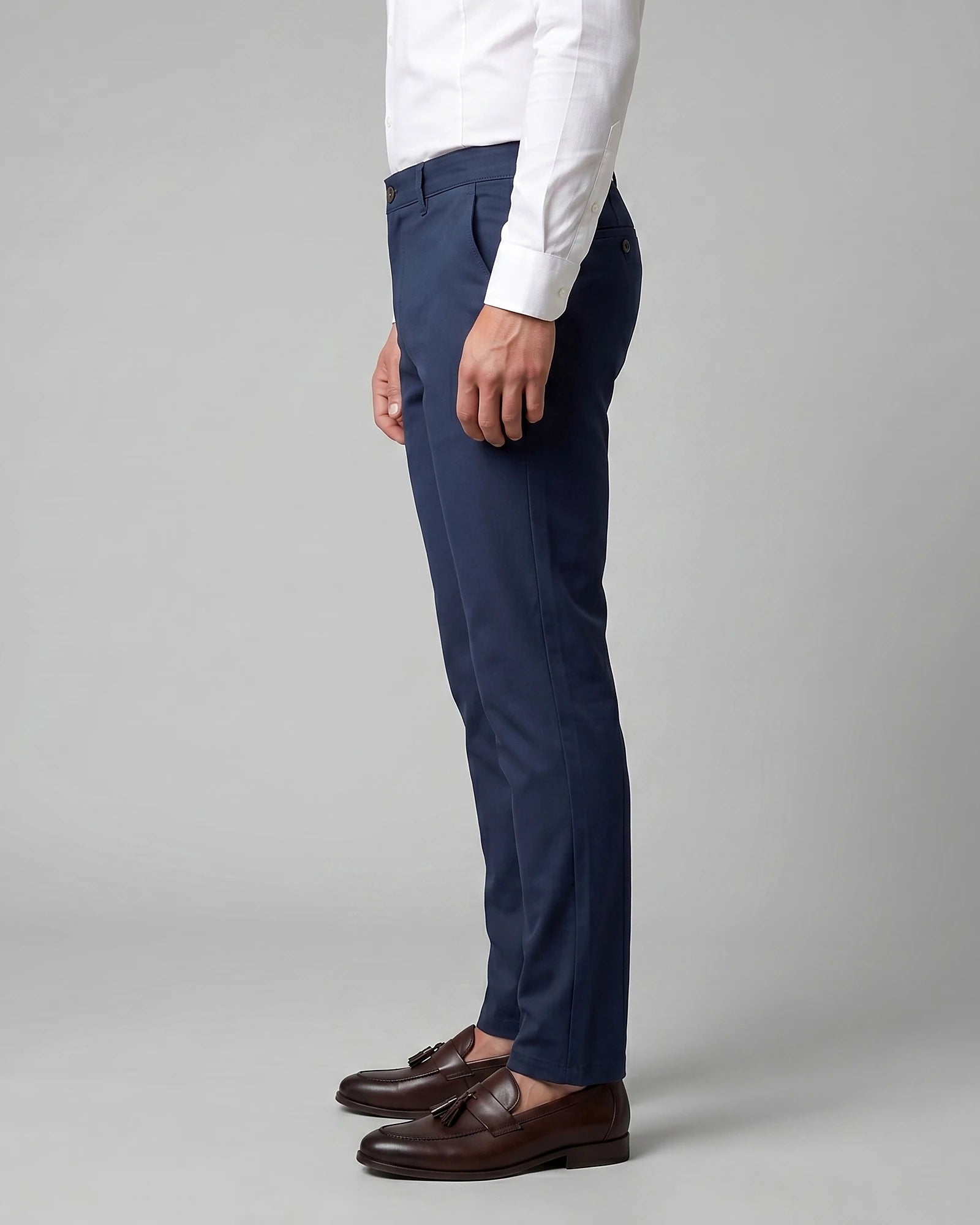 Men's Straight Leg Chino Trousers Cotton Blend, Blue or Black – Valedrian — view 2