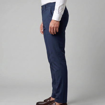 Men's Straight Leg Chino Trousers Cotton Blend, Blue or Black – Valedrian — view 2