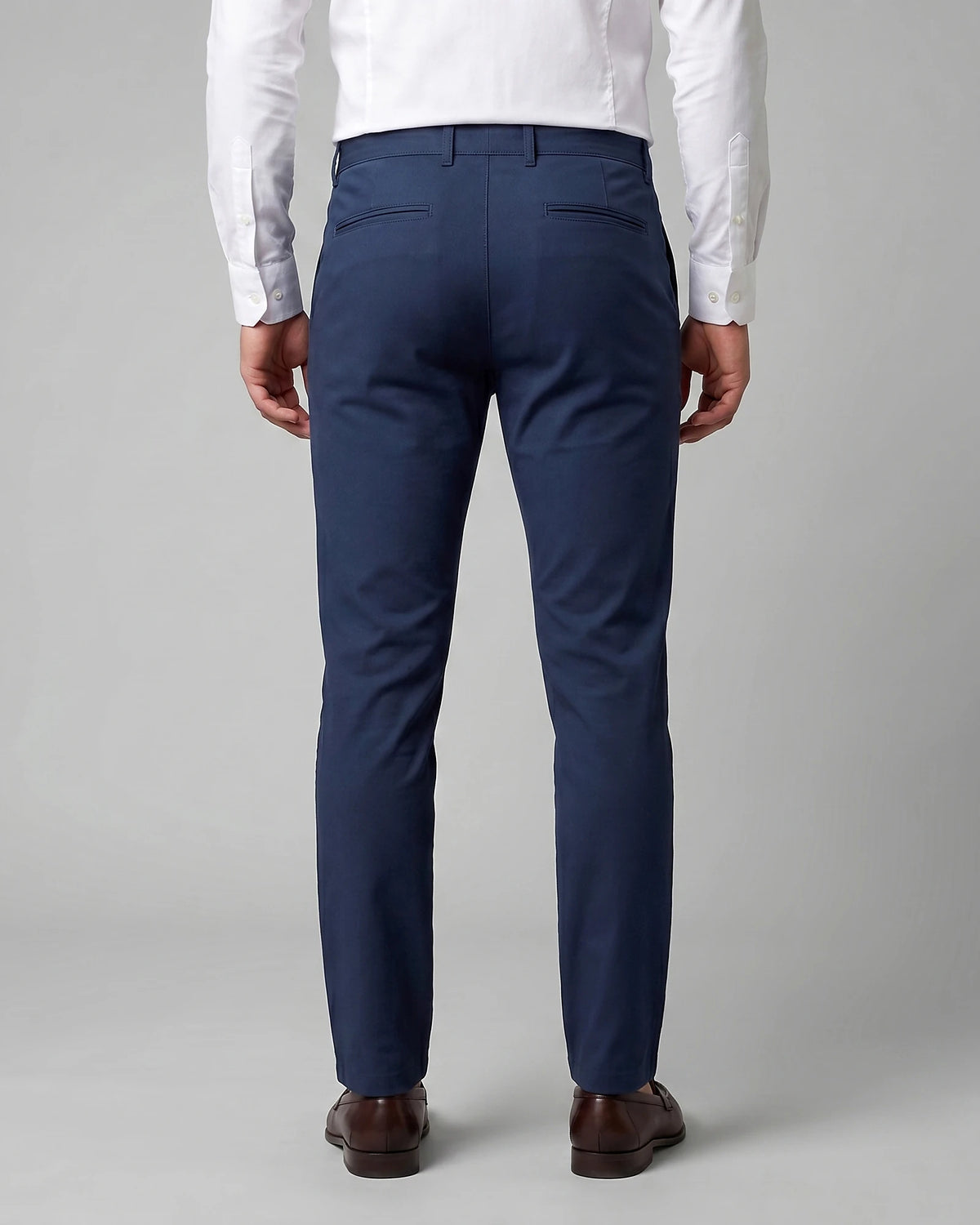 Men's Straight Leg Chino Trousers Cotton Blend, Blue or Black – Valedrian — view 4