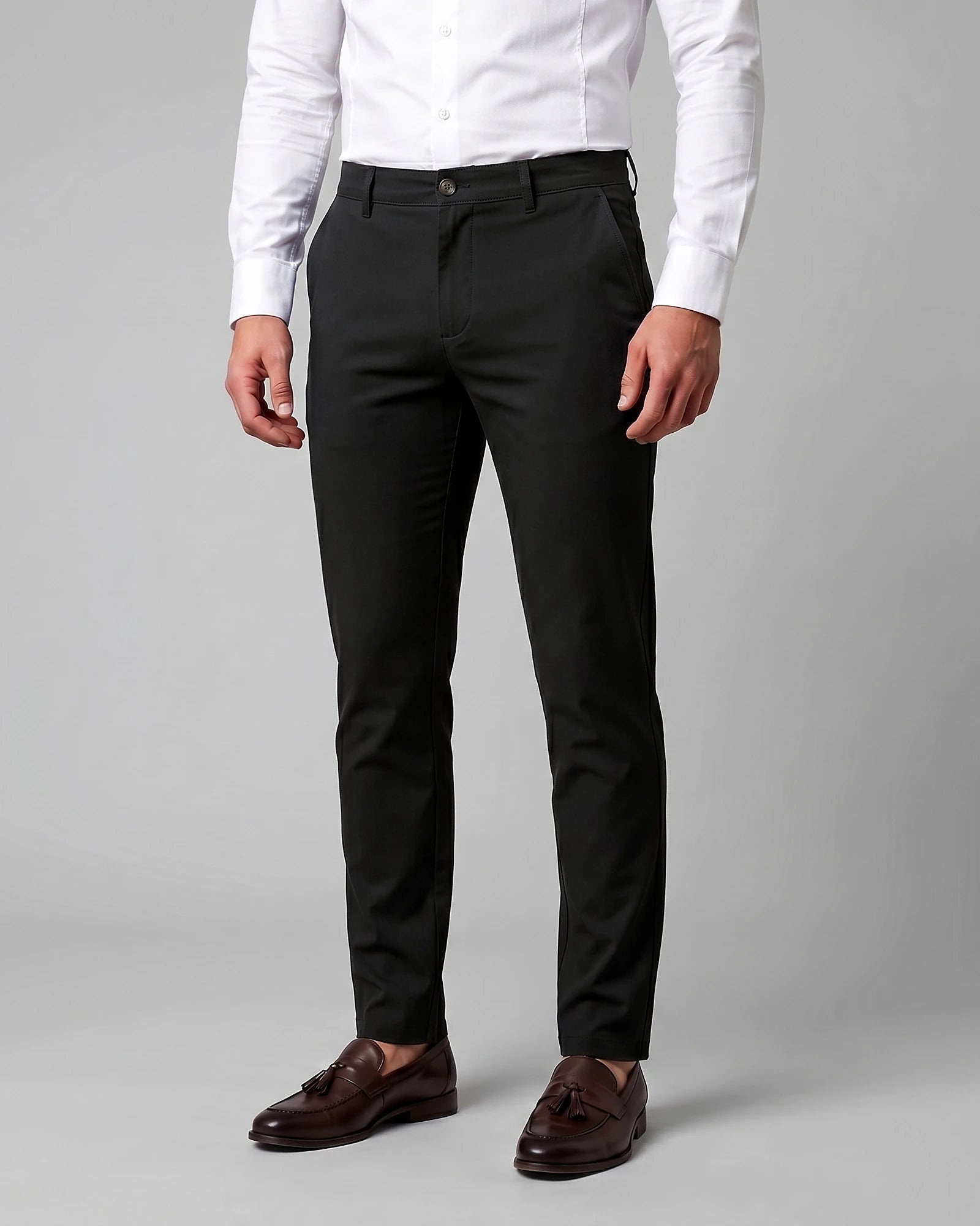 Men's Straight Leg Chino Trousers Cotton Blend, Blue or Black – Valedrian — view 8