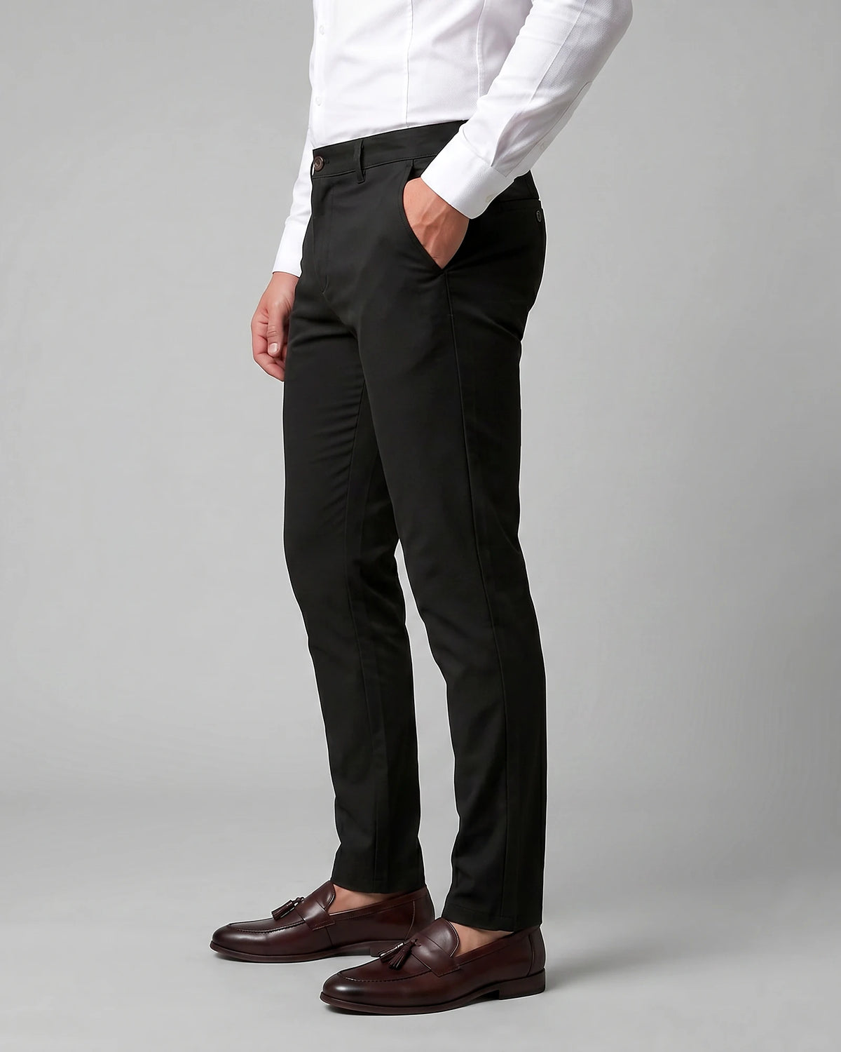 Men's Straight Leg Chino Trousers Cotton Blend, Blue or Black – Valedrian — view 9