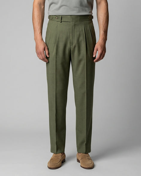 Men's Straight Leg High Waist Trousers - Khaki & Black, Sizes 29–36 | Valedrian — view 11