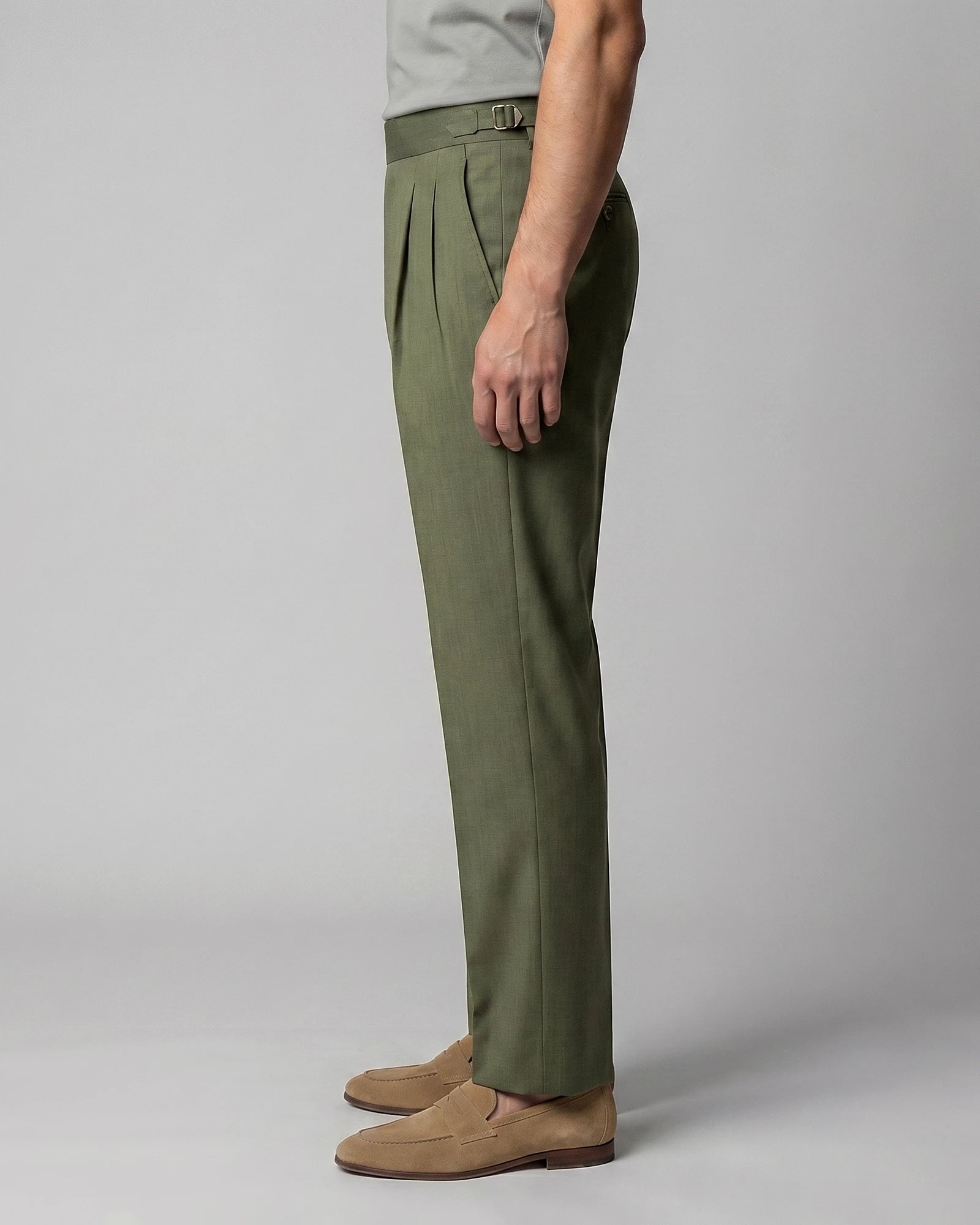Men's Straight Leg High Waist Trousers - Khaki & Black, Sizes 29–36 | Valedrian — view 12