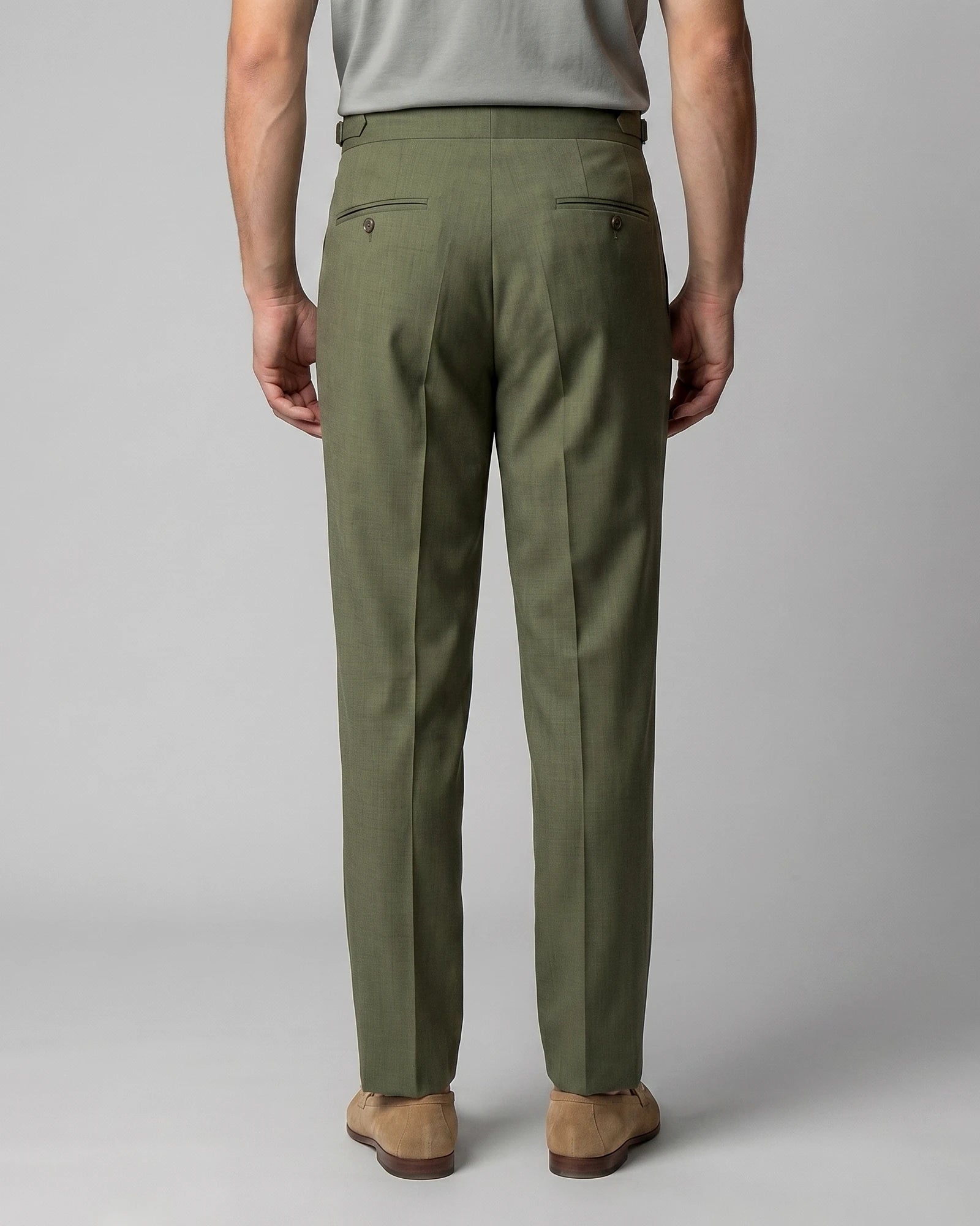 Men's Straight Leg High Waist Trousers - Khaki & Black, Sizes 29–36 | Valedrian — view 13