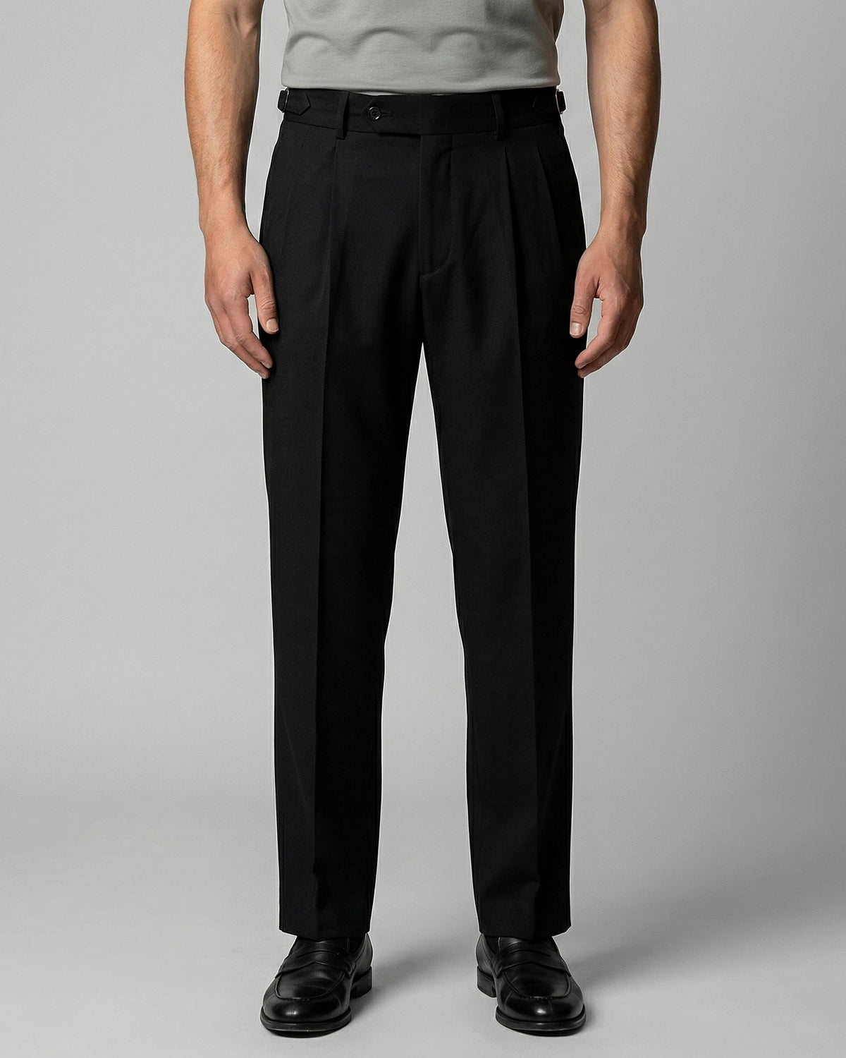 Men's Straight Leg High Waist Trousers - Khaki & Black, Sizes 29–36 | Valedrian — view 16