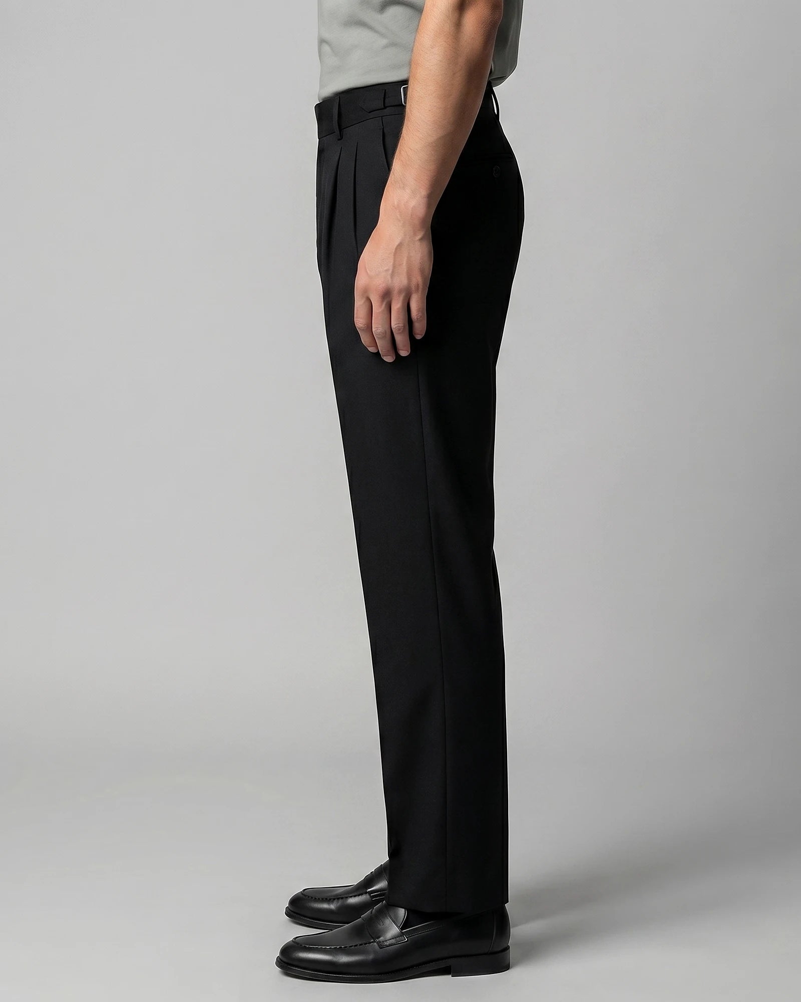 Men's Straight Leg High Waist Trousers - Khaki & Black, Sizes 29–36 | Valedrian — view 17