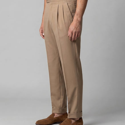 Men's Straight Leg High Waist Trousers - Khaki & Black, Sizes 29–36 | Valedrian — view 2