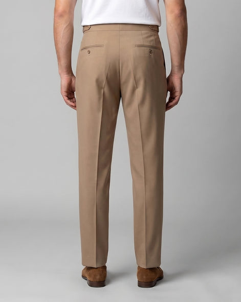 Men's Straight Leg High Waist Trousers - Khaki & Black, Sizes 29–36 | Valedrian — view 3