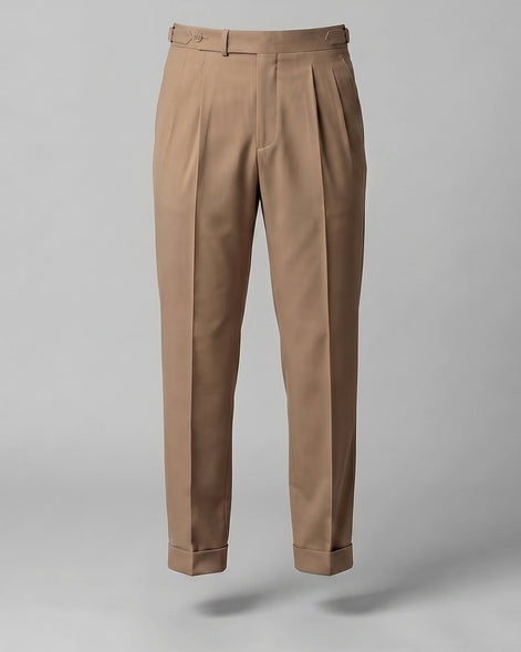 Men's Straight Leg High Waist Trousers - Khaki & Black, Sizes 29–36 | Valedrian — view 5