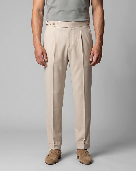 Men's Straight Leg High Waist Trousers - Khaki & Black, Sizes 29–36 | Valedrian — view 6