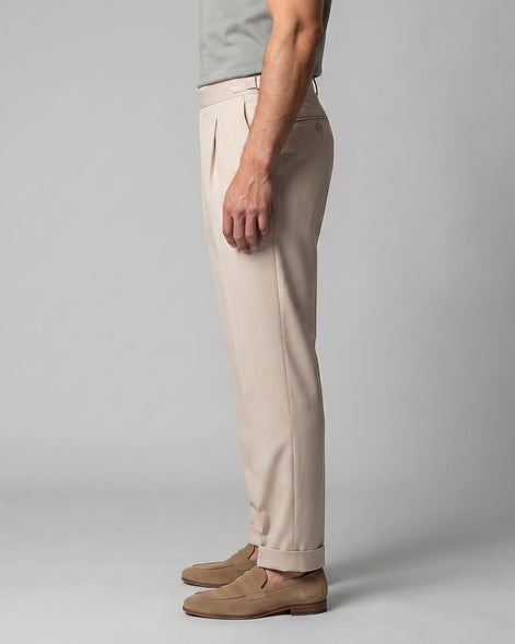 Men's Straight Leg High Waist Trousers - Khaki & Black, Sizes 29–36 | Valedrian — view 7