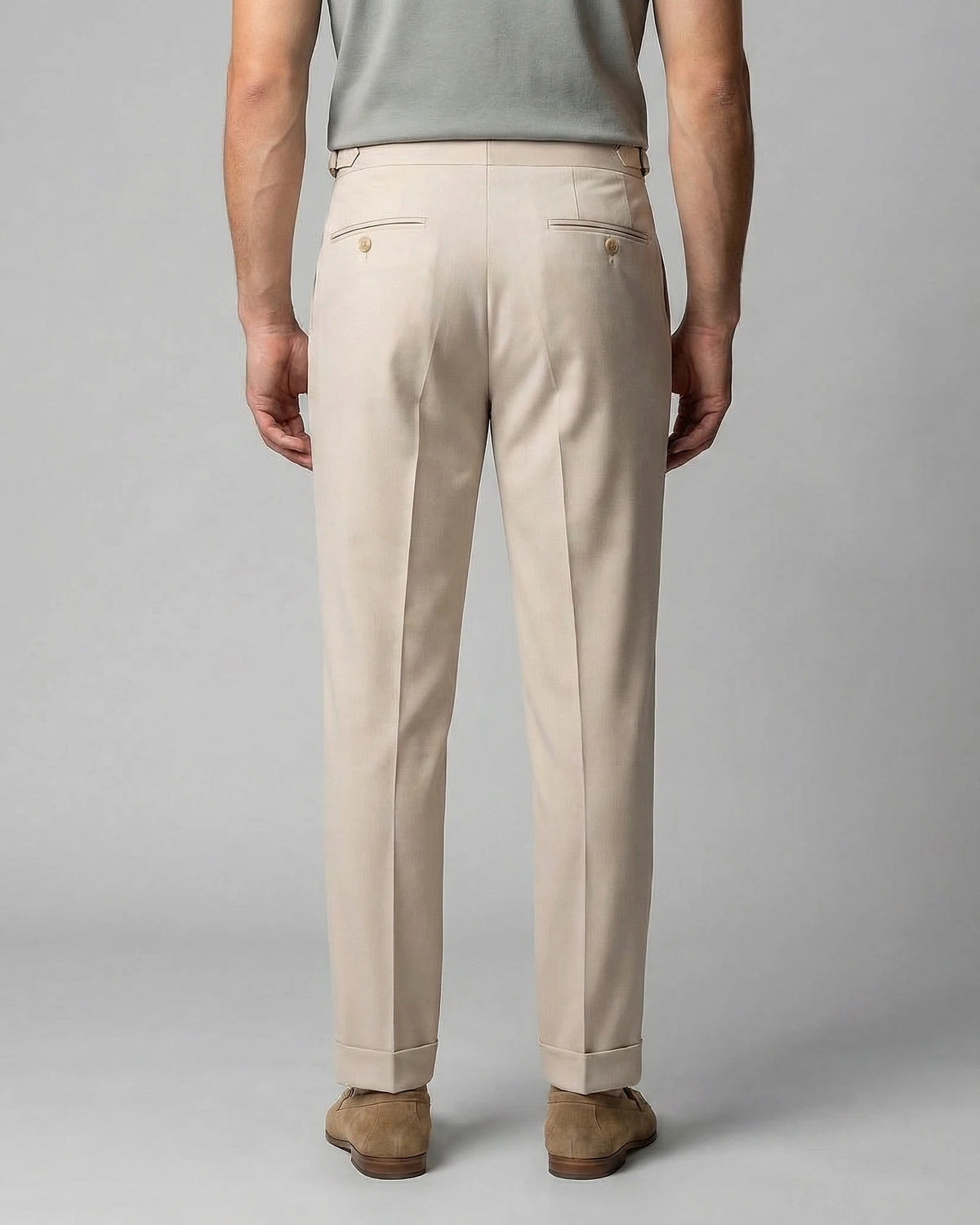 Men's Straight Leg High Waist Trousers - Khaki & Black, Sizes 29–36 | Valedrian — view 8