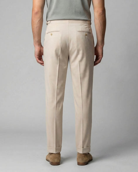 Men's Straight Leg High Waist Trousers - Khaki & Black, Sizes 29–36 | Valedrian — view 8