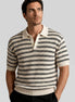 Men's Striped Crochet Knit Polo Shirt – Beige & Black, S–3XL | Valedrian