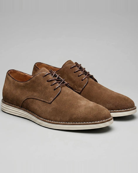 Men's Suede Derby Shoes Brown Lace-Up Cupsole - Valedrian