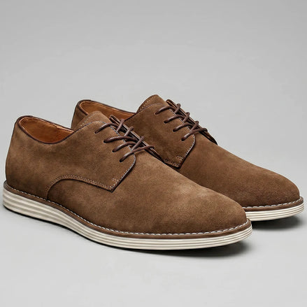 Men's Suede Derby Shoes Brown Lace-Up Cupsole - Valedrian