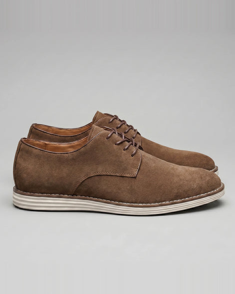 Men's Suede Derby Shoes Brown Lace-Up Cupsole - Valedrian — view 2