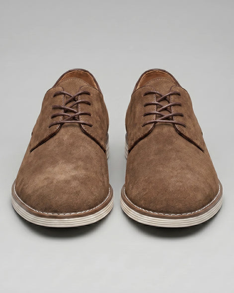 Men's Suede Derby Shoes Brown Lace-Up Cupsole - Valedrian — view 5