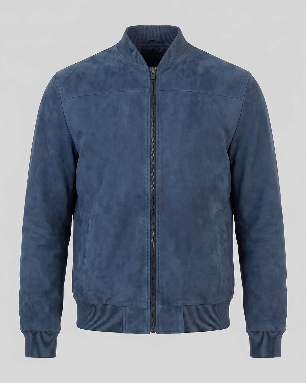Men's Suede-Effect Bomber Jacket Ribbed Collar Full Zip Brown Green - Valedrian — view 15