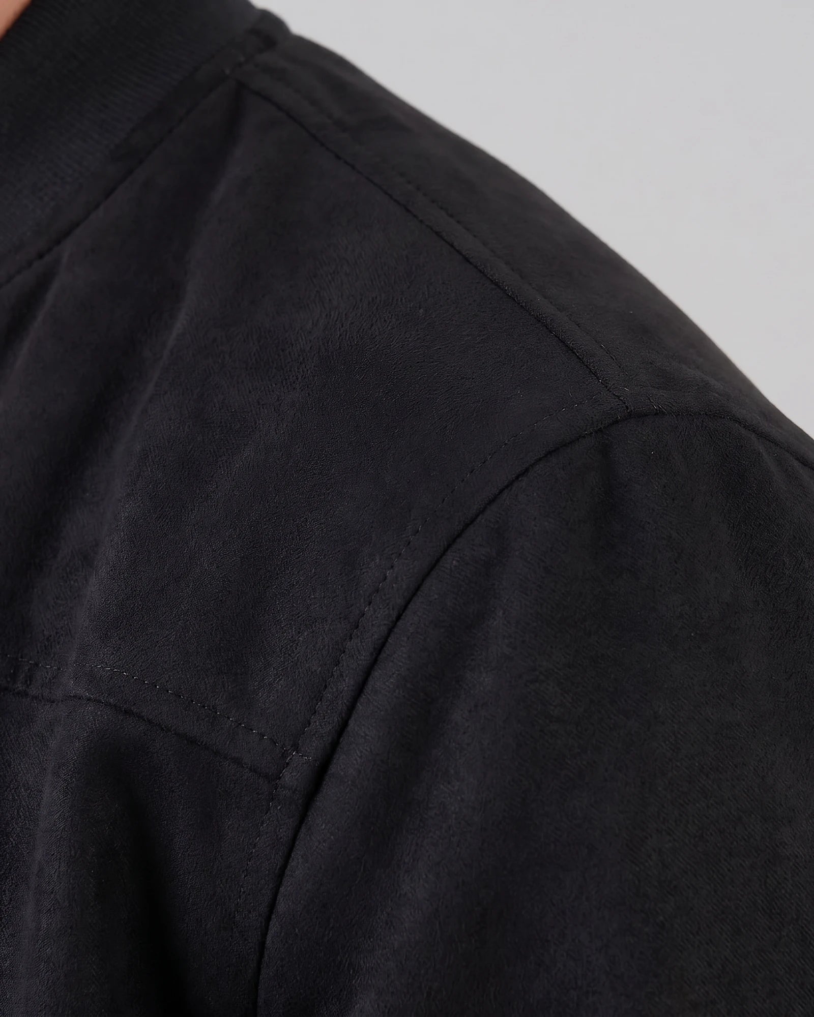 Men's Suede-Effect Bomber Jacket Ribbed Collar Full Zip Brown Green - Valedrian — view 19