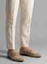 Men's Suede Horsebit Loafers Beige Almond Toe Rubber Sole - Valedrian